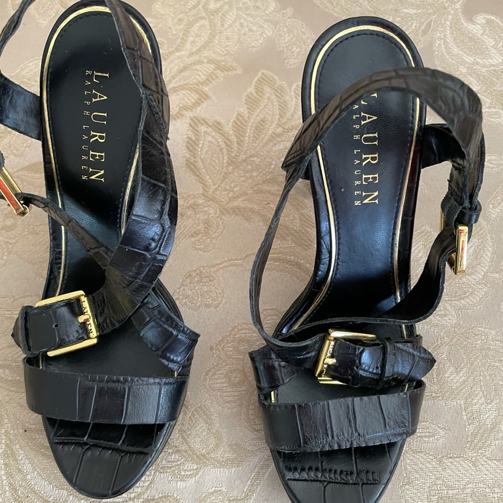 Stunning Ralph Lauren high heel sandals, used once on ea. color Like New, Size 6